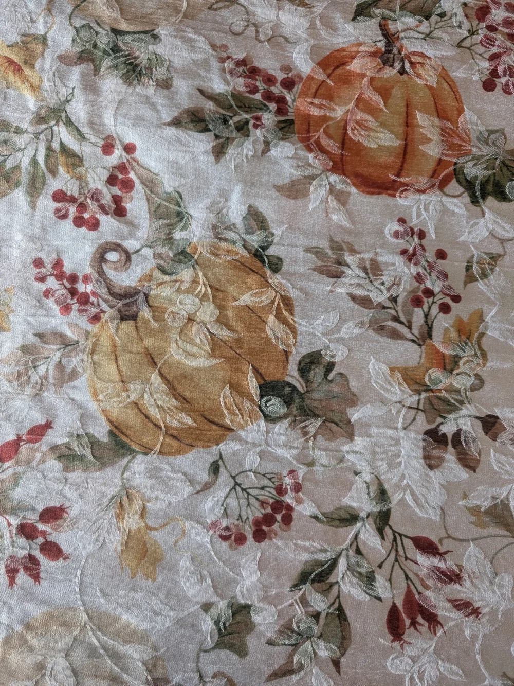 Autumn Harvest Pumpkin Print Cream/Orange Tablecloth 54x98
